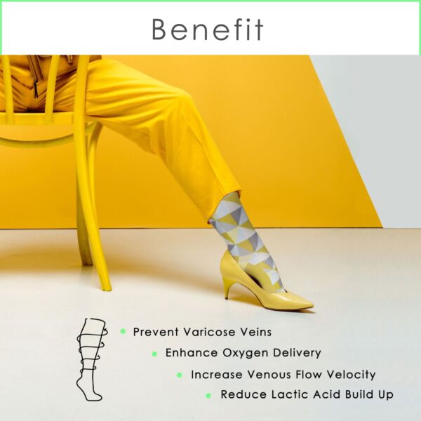 Knee High Compression Socks_Yellow Diamond - Image 2
