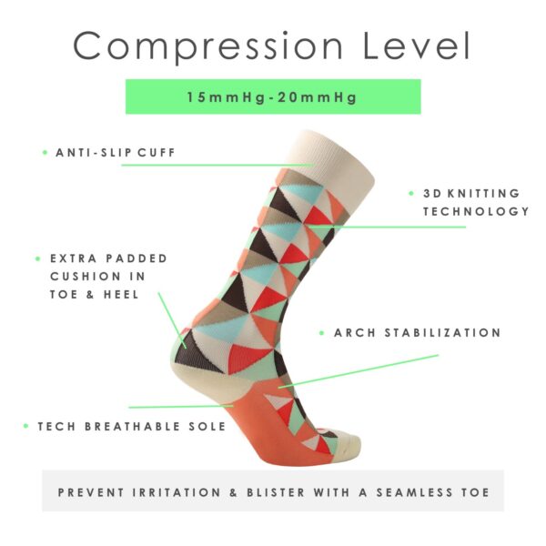 Knee High Compression Socks_Orange Diamond - Image 2