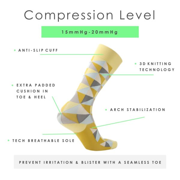 Knee High Compression Socks_Yellow Diamond - Image 3