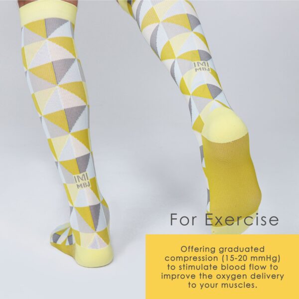 Knee High Compression Socks_Yellow Diamond - Image 4