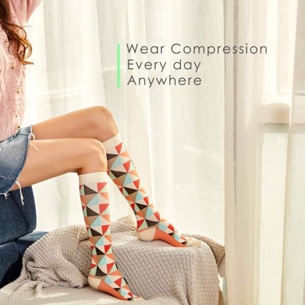 Knee High Compression Socks_Orange Diamond - Image 4
