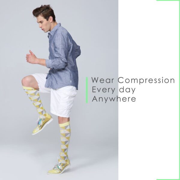Knee High Compression Socks_Yellow Diamond - Image 5